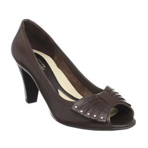 Naturalizer Women's Glenda Open-Toe Pump Roasted Chestnut Brown Size 10.5 NIB